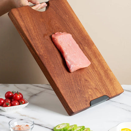 Ebony flat square solid wood cutting board, multifunctional double-sided kitchen cutting board, whole wood cutting board