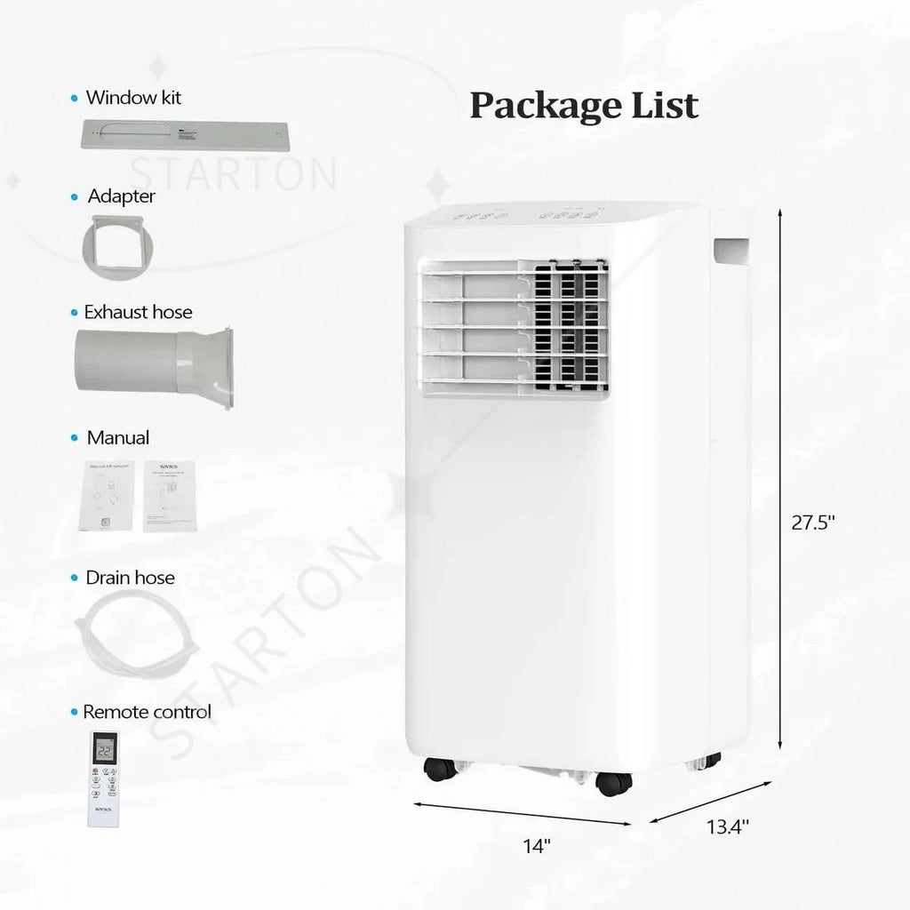 Unità AC con Ventilatore e Deumidificatore per 350 mq Condizionatore d'aria portatile Wi-Fi da 10000 BTU