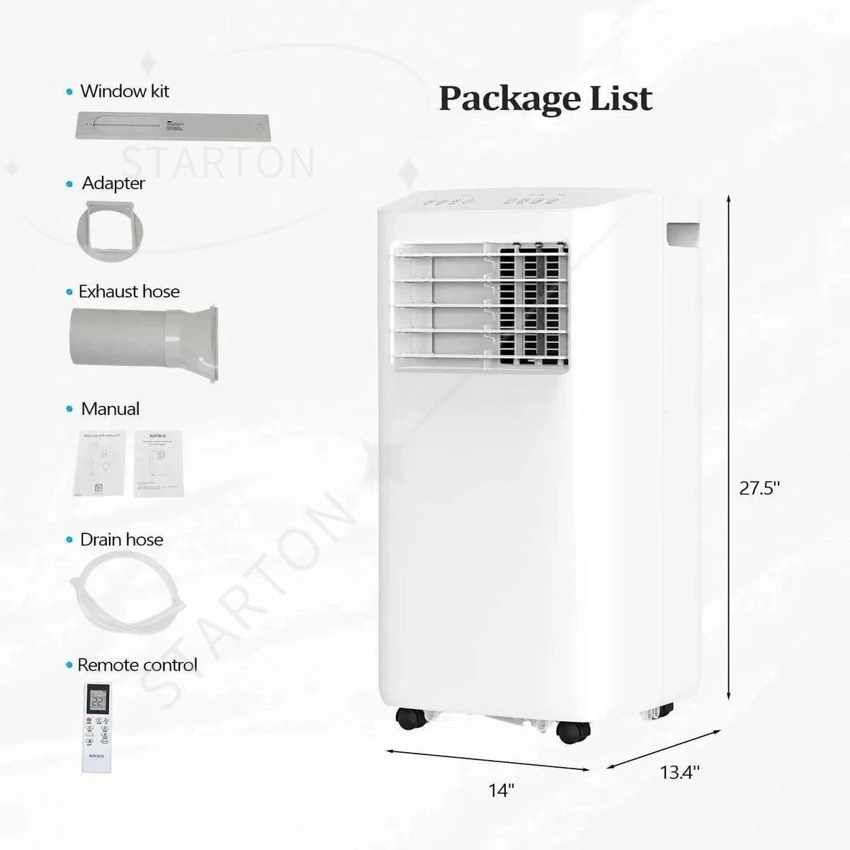 Unità AC con Ventilatore e Deumidificatore per 350 mq Condizionatore d'aria portatile Wi-Fi da 10000 BTU