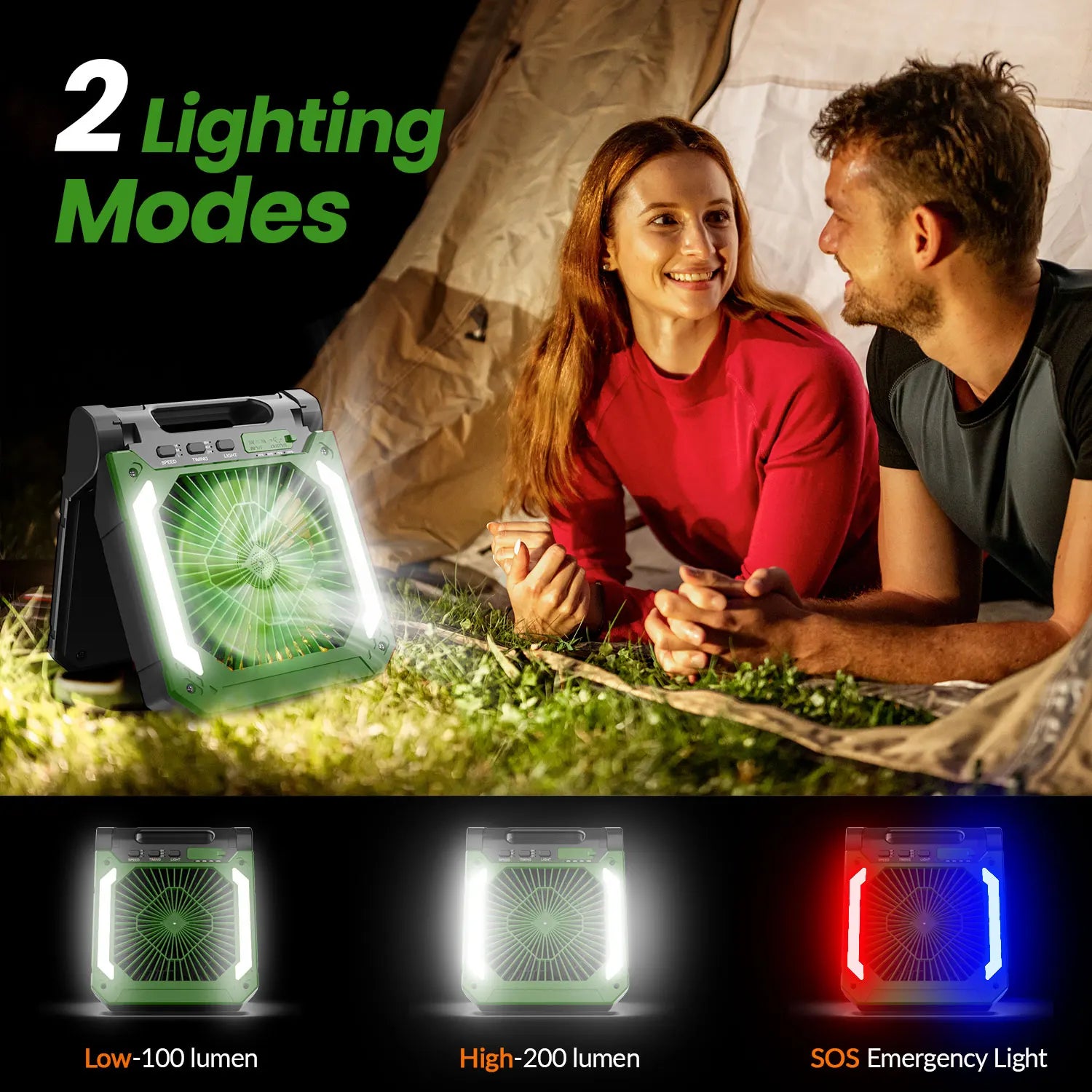 Ventilatore Portatile Ricaricabile da 9000mAh con Pannello Solare 2-in-1, 3 Velocità, Senza Fili, Alimentato a Batteria con Lanterna LED, Timer, Silenzioso, USB-C, da Tavolo per Viaggi, Tenda, Ufficio, Casa, Camera da Letto