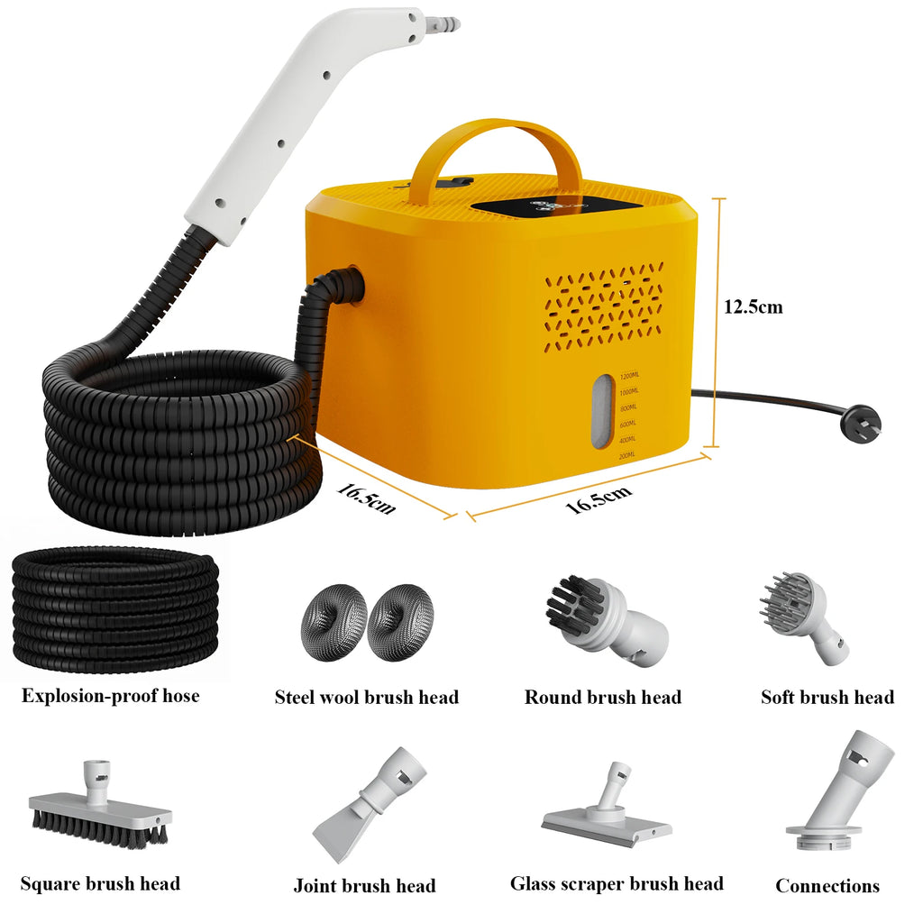 HIEE Tragbarer Dampfreiniger 1500W, 1200ML Hohe Temperatur, Reiniger für Küchenabzugshauben, Tiefenreinigung und Desinfektion, Elektrischer Dampfreiniger