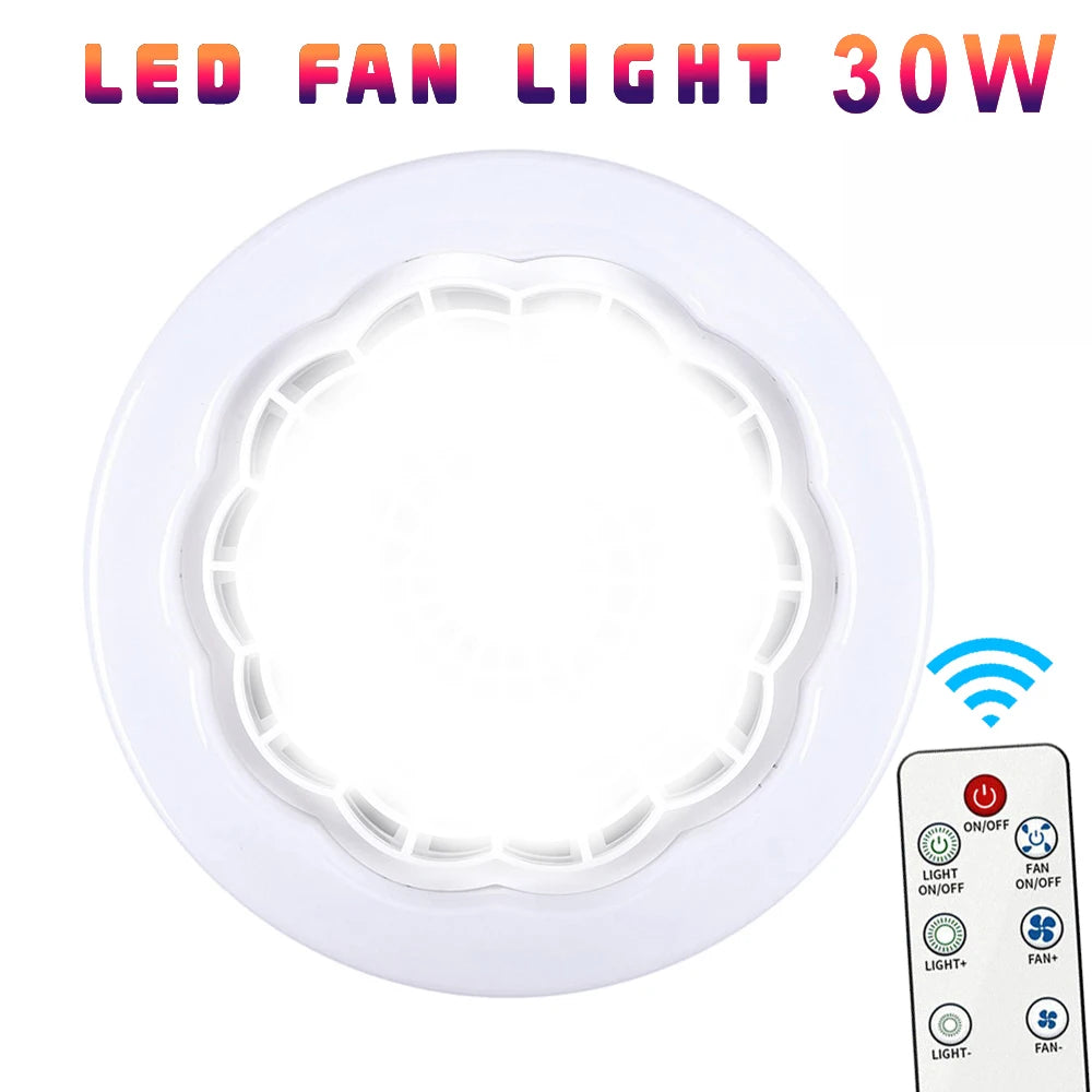 Lampada Ventilatore E27 da Soffitto 30W LED Bianco con Telecomando