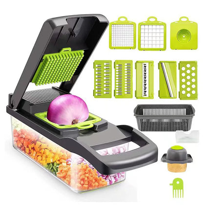 Tritatutto Multifunzione 5-in-1 per Verdure – Affettatrice, Tagliaverdure, Mandolina e Tritacipolle, Facile da Pulire