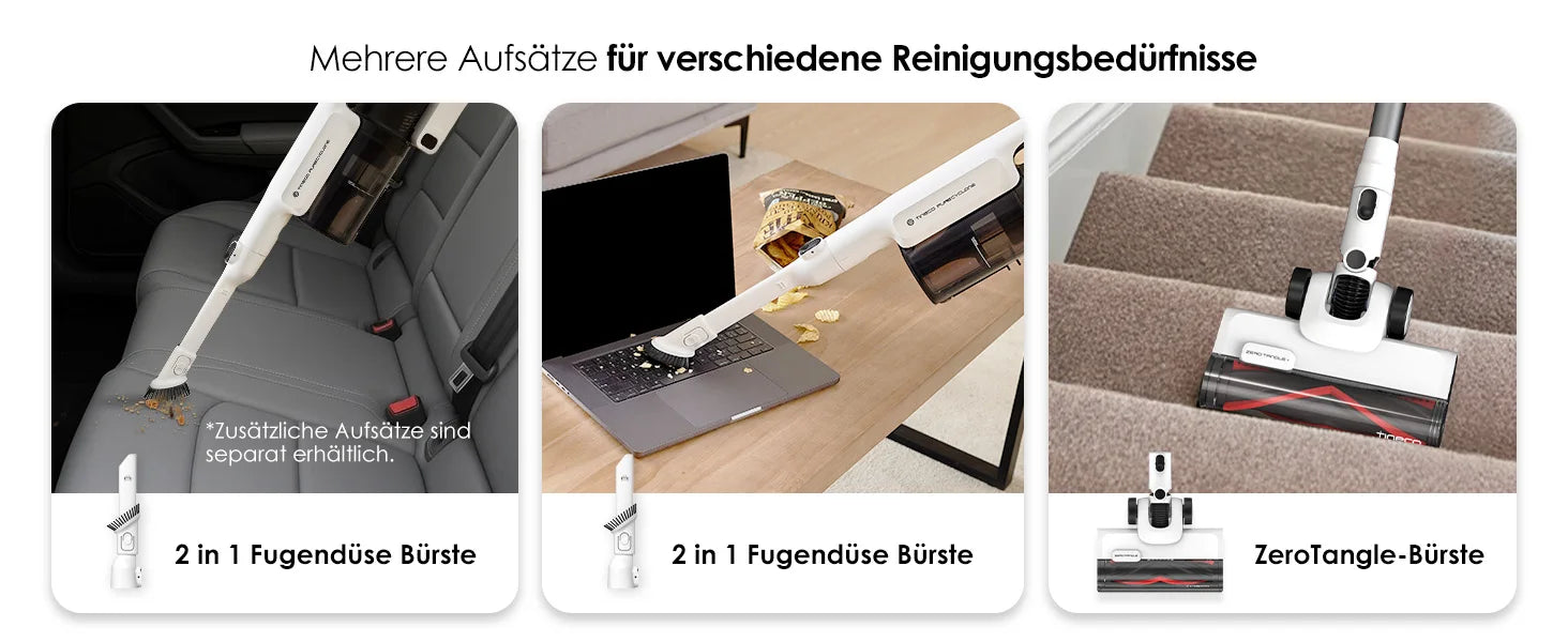 Tineco A30S, Kabelloser Staubsauger, 160 W Saugleistung, 60 Minuten Laufzeit, 1 l Staubbehälter, ZeroTangle-Bürste, PureCyclone-Technologie, LED-Licht