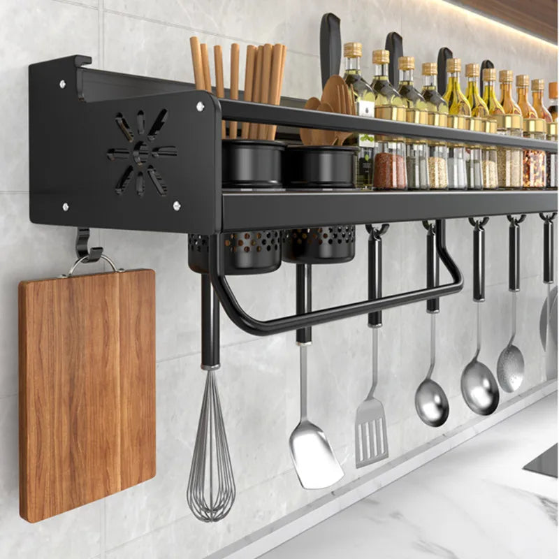 Scaffale per organizer da cucina Scaffale per spezie a parete Portacoltelli da cucina Condimento a parete Bacchette Cucchiaio Pala per riporre Sheif