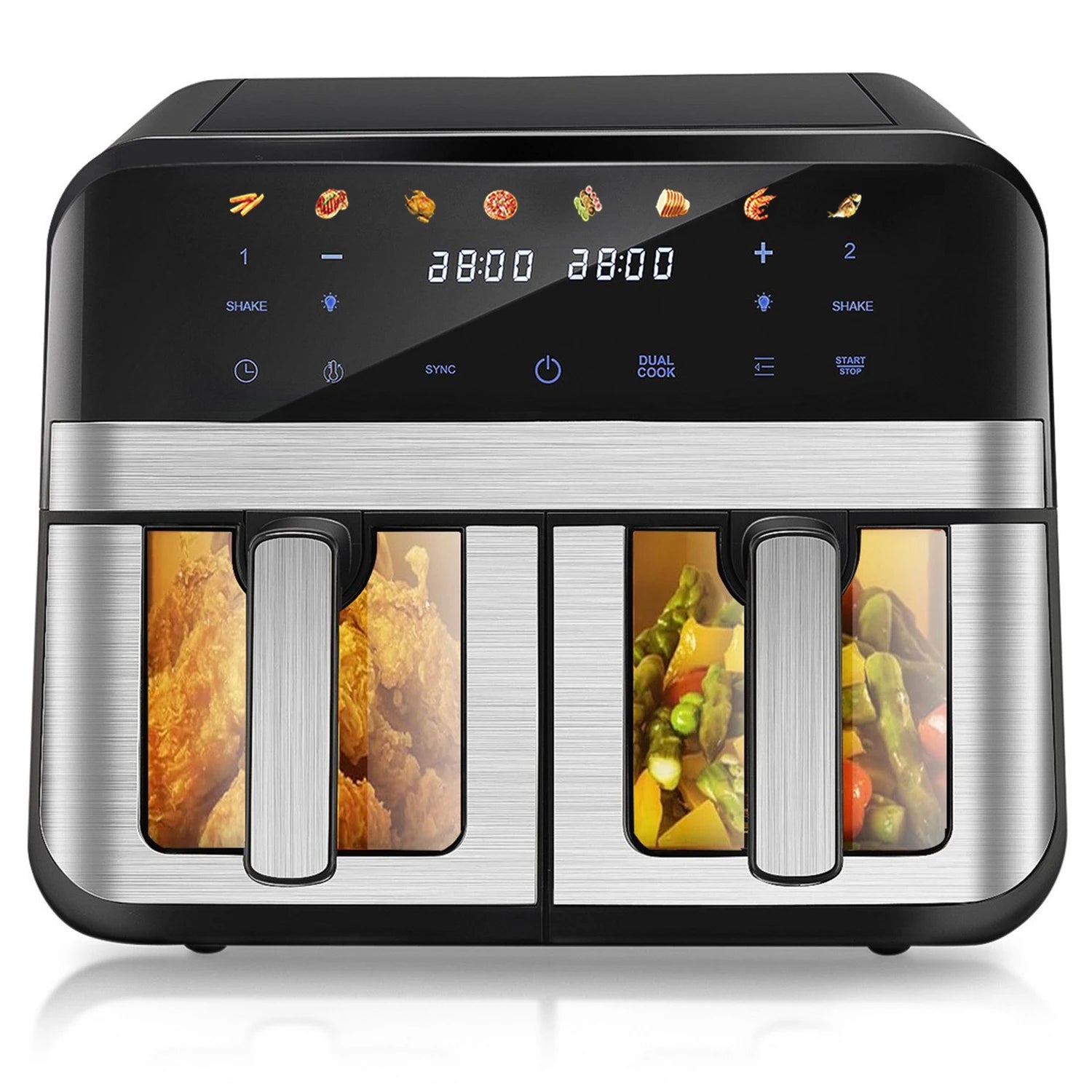 Forno friggitrice ad aria a doppio cestello da 9 litri con finestre Easy View - Oyajia