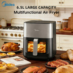 Friggitrice ad Aria Midea da 6,5L con Touchscreen Digitale e Finestra di Visualizzazione