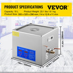 SucceBuy 15L Ultraschallreiniger Spülmaschine Tragbare Waschmaschine mit digitalem Ultraschall-Timer für Zuhause, Schmuck, saubere Geräte
