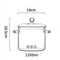 Hohe Borosilikatglas-Eintopf-Suppenschüssel 1350/1900 ml mit Griff Hitzebeständiger Glas-Kochtopf mit Deckel Transparenter Kochtopf