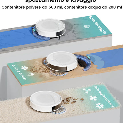 LEFANT M310 Ultra Robot Aspirapolvere e Lavapavimenti, aspirazione 6000Pa, navigazione ToF con sensore PSD 190°, autonomia 170 min, compatibile con APP/Alexa, ideale per peli di animali e pavimenti duri