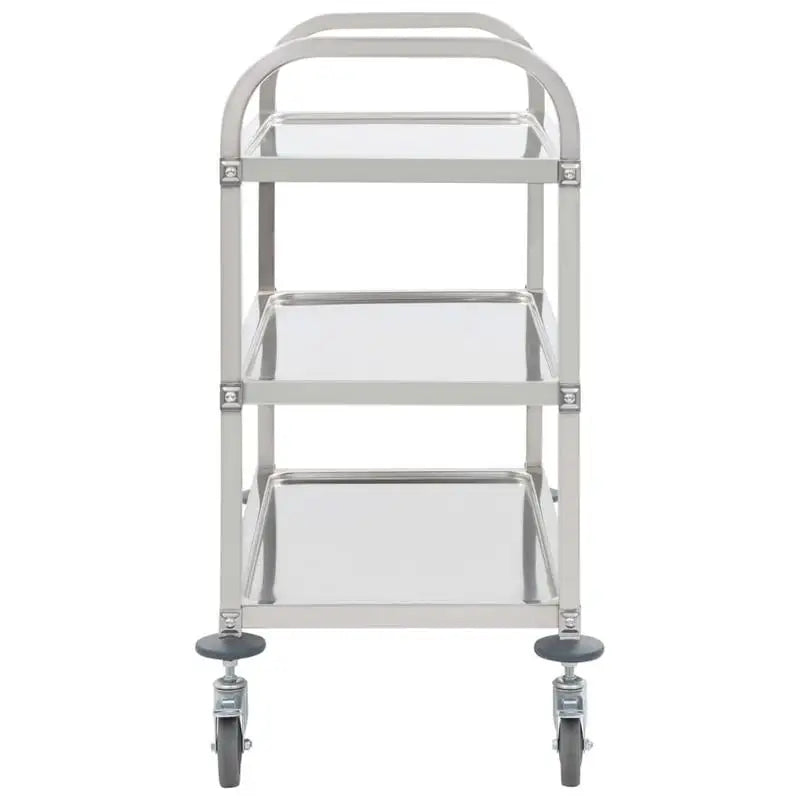Carrello da Cucina a 3 Ripiani, 96,5x55x90 Cm, Materiale in Acciaio Inossidabile, Telaio Solido e Stabile, Grande Capacità di Stoccaggio, Ruote Scorrevoli, Salvaspazio, Facile da Montare, per Uso Domestico, Ristoranti, Hotel