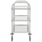 Carrello da Cucina a 3 Ripiani, 96,5x55x90 Cm, Materiale in Acciaio Inossidabile, Telaio Solido e Stabile, Grande Capacità di Stoccaggio, Ruote Scorrevoli, Salvaspazio, Facile da Montare, per Uso Domestico, Ristoranti, Hotel