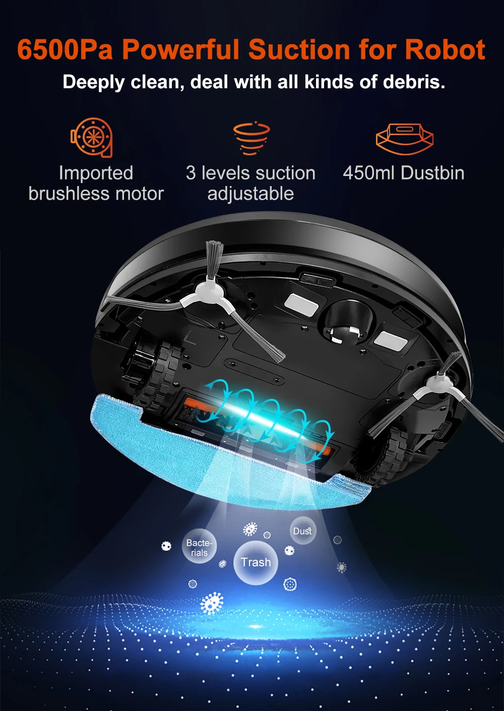 (Codice promozionale: GCC800)Aspiratore Robot ABIR X9, Navigazione Laser, Aspirazione 6500Pa, Mappa Multi-piano, Doppia Lampada UV, Controllo Zone Intelligente, Tecnologia Auto Carpet Boost, Versione di Fascia Alta