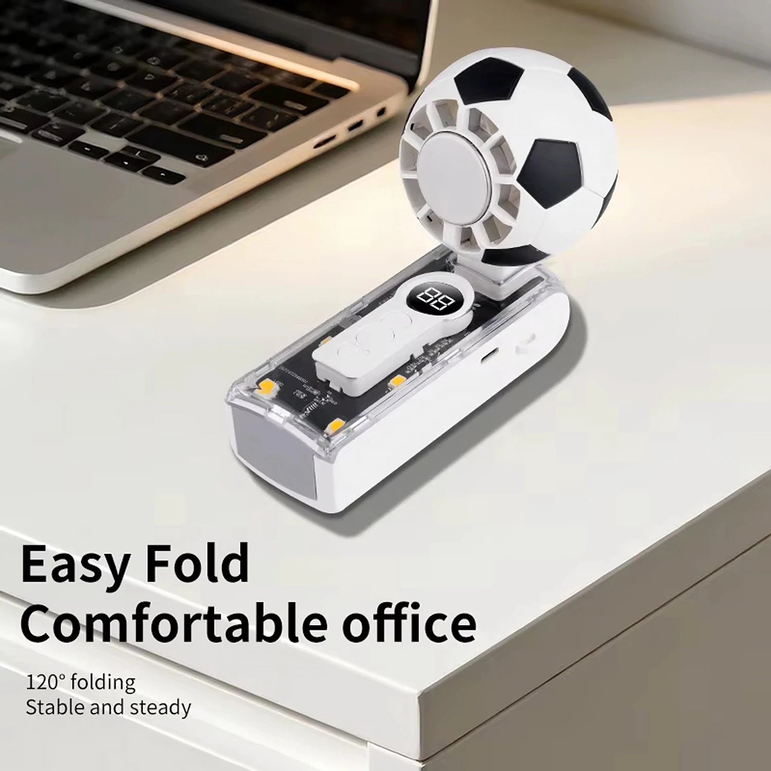 Ventilatore Portatile Turbo a 5 Velocità con Batteria Ricaricabile da 3600mAh e Display Digitale