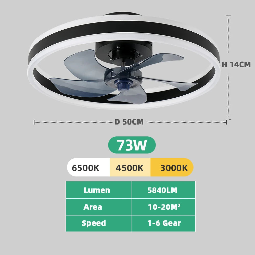 Jelena Ventilatore da soffitto rotondo Lampade con telecomando Camera da letto Soggiorno Sala da pranzo Decorazione domestica Ventilatore moderno con lampada a LED intelligente