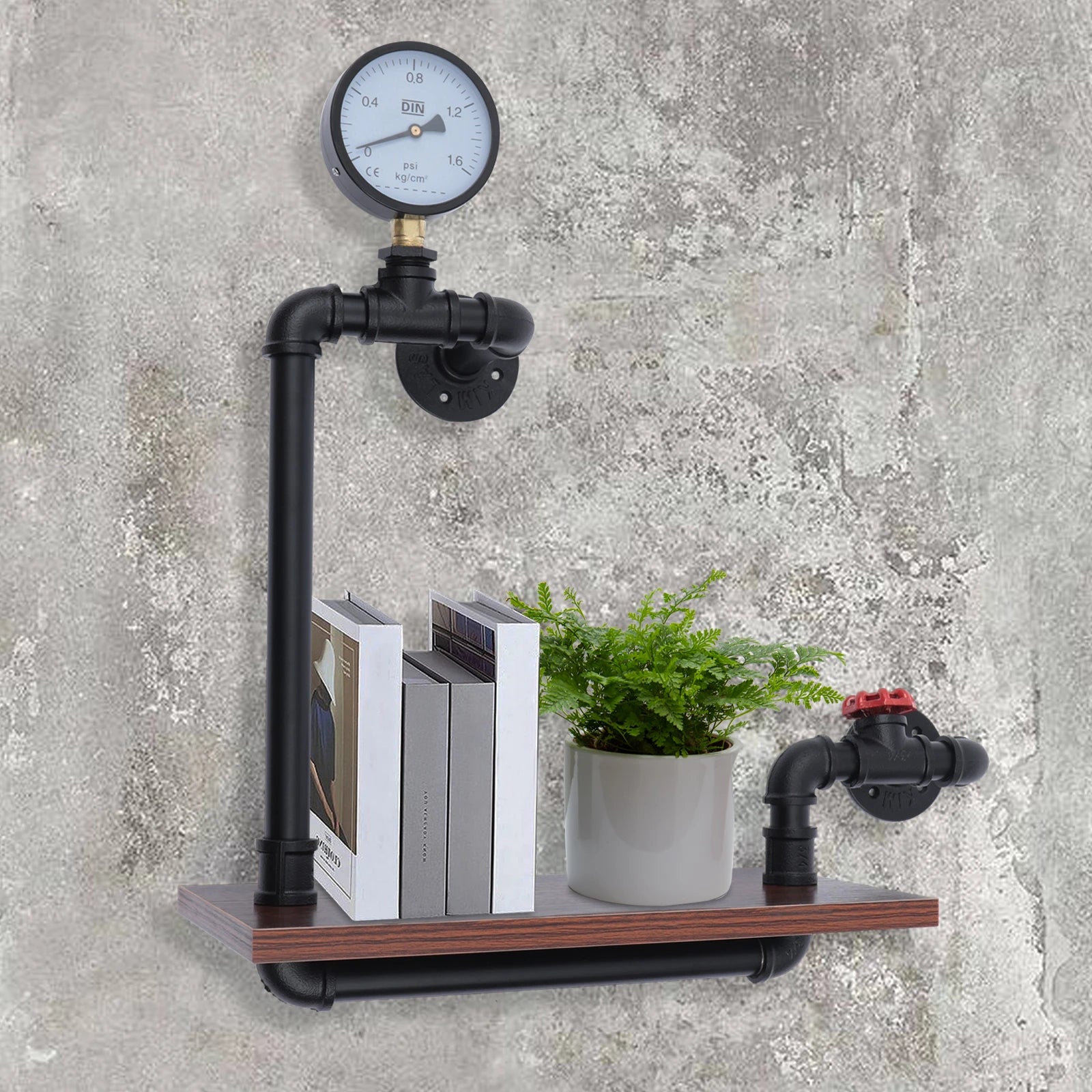 Mensola da parete industriale a 1 piano, tubo rustico, bagno, cucina, mensola galleggiante in ferro e legno per la cucina del bagno di casa