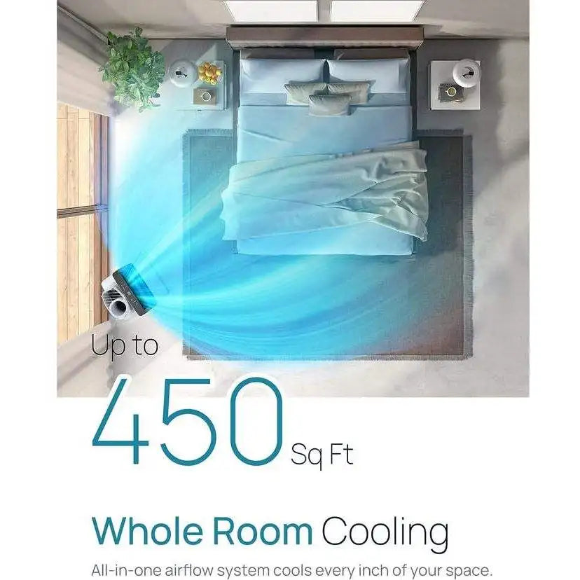 Condizionatore d'aria portatile inverter da 14.000 BTU (12.000 BTU SACC) con pompa di calore, doppio tubo, deumidificatore e ventola per ambienti di varie dimensioni