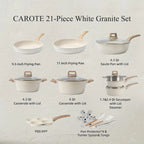 Set di 3-7 pentole e padelle Set di pentole antiaderenti Pentole a induzione in granito bianco Set da cucina antiaderente con padelle e casseruola