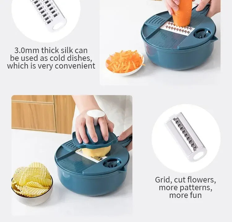 12 in 1 tritatutto per verdure multifunzionale patate tagliate manualmente affettatrice per ravanello grattugia utensili da cucina per hotel/commerciale