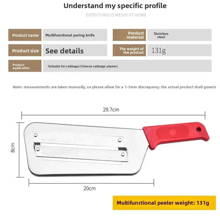 Affettatrice per Verdure in Acciaio Inox, Utensile Multifunzione per Tagliare e Sminuzzare Cavolo, Lattuga, Carote e Cipolle per Preparazione in Cucina