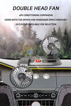 Ventilatore per auto EAFC 5V 12V a doppia testa con raffreddamento ad aria a 360° °   Mini ventilatore portatile USB regolabile per auto, accessori per auto a basso rumore