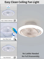 Ventilatore da Soffitto Intelligente con Luci a 360° °   Lampada Ventilatore Moderna Girevole con Controllo Remoto APP, Dimmerabile, 6 Velocità del Vento, Flusso d'Aria Reversibile per Interni