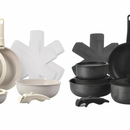 Set di pentole GIYOCA con manici rimovibili, antiaderenti in ceramica, senza PFOS e PFOA, adatti per induzione/forno/lavastoviglie, compatibili con tutti i tipi di fornelli, idea regalo per la cucina.