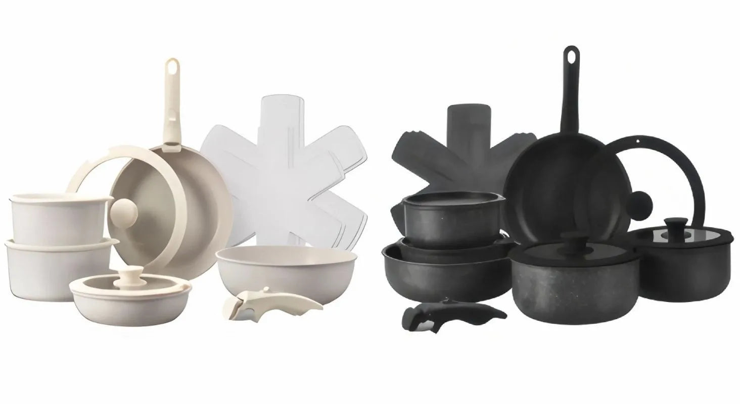 Set di pentole GIYOCA con manici staccabili, antiaderenti in ceramica, senza PFOS e PFOA, adatti per induzione/forno/lavastoviglie, compatibili con tutti i tipi di fornelli, idea regalo per la cucina.