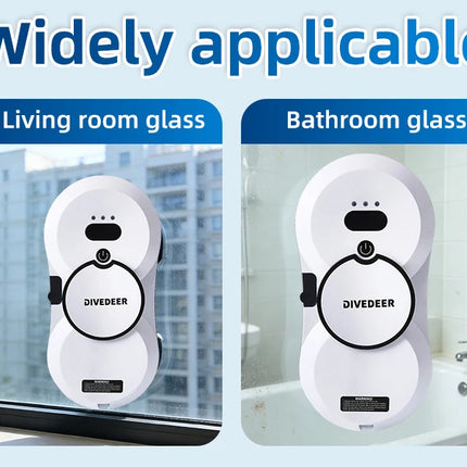 DIVEDEER Window Cleaner Robot with Smart Water Spray High Suction Electric Window Vacuum Double-Sided Glass Cleaner
