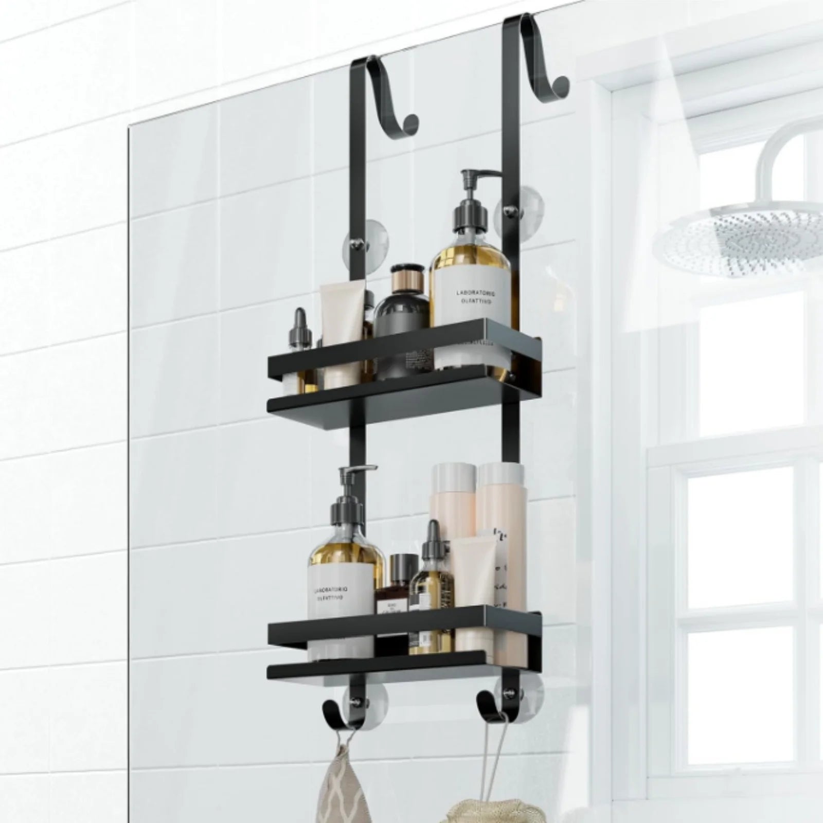 Duschregal zum Aufhängen, Shampooflaschenhalter, Seifenhalter, keine Bohrungen erforderlich für die Dusche, Badregal, Badzubehör