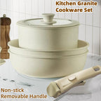 Set di pentole in granito antiaderenti da 5 pezzi con manico rimovibile Set di pentole da cucina per esterni Kit fornello da campeggio per camper a induzione con coperchio