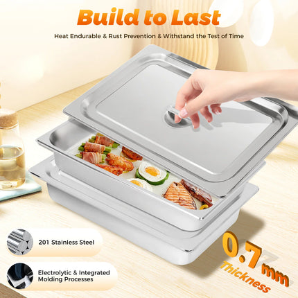 4 pentole da tavolo con coperchio, scalda vivande per buffet, contenitore per alimenti in acciaio inossidabile per uso commerciale e domestico
