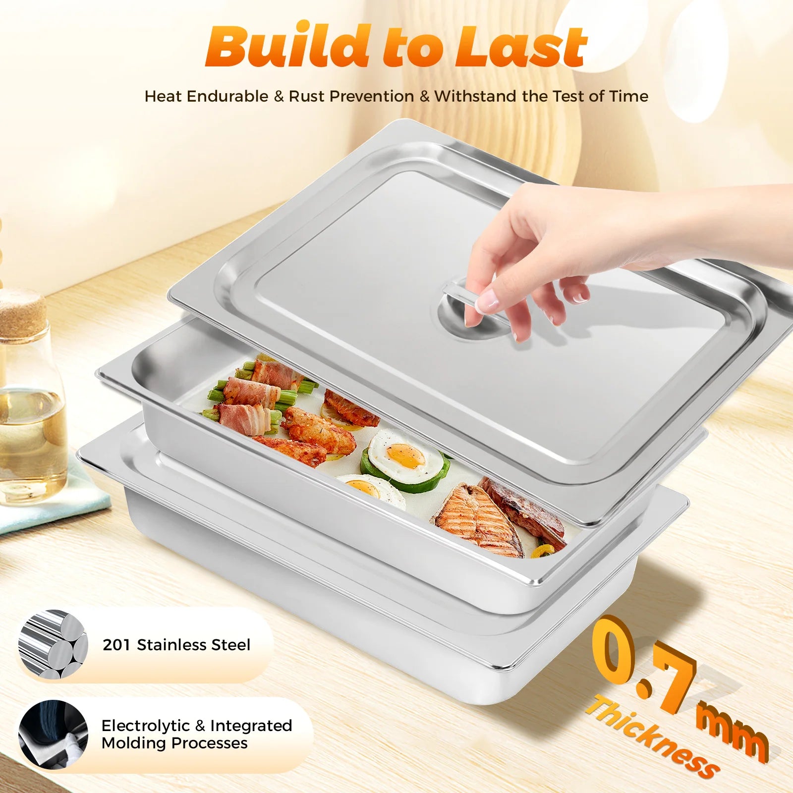 4 pentole da tavolo con coperchi, scaldavivande per buffet, contenitore per alimenti in acciaio inossidabile per uso commerciale e domestico