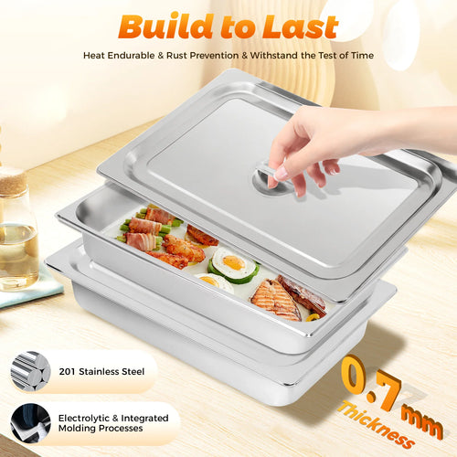 4 Tischpfannen mit Deckel, Chafing Dish für Buffets, Warmhaltebehälter aus Edelstahl für den gewerblichen und privaten Gebrauch