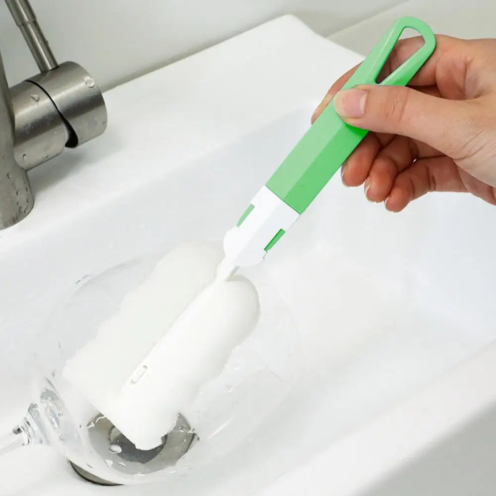 Weiche Schwammtassenbürste Langer Griff Schwammflaschenbürste Schwammreinigungsbürste Wasserflasche Glasbecher Reinigungsgerät