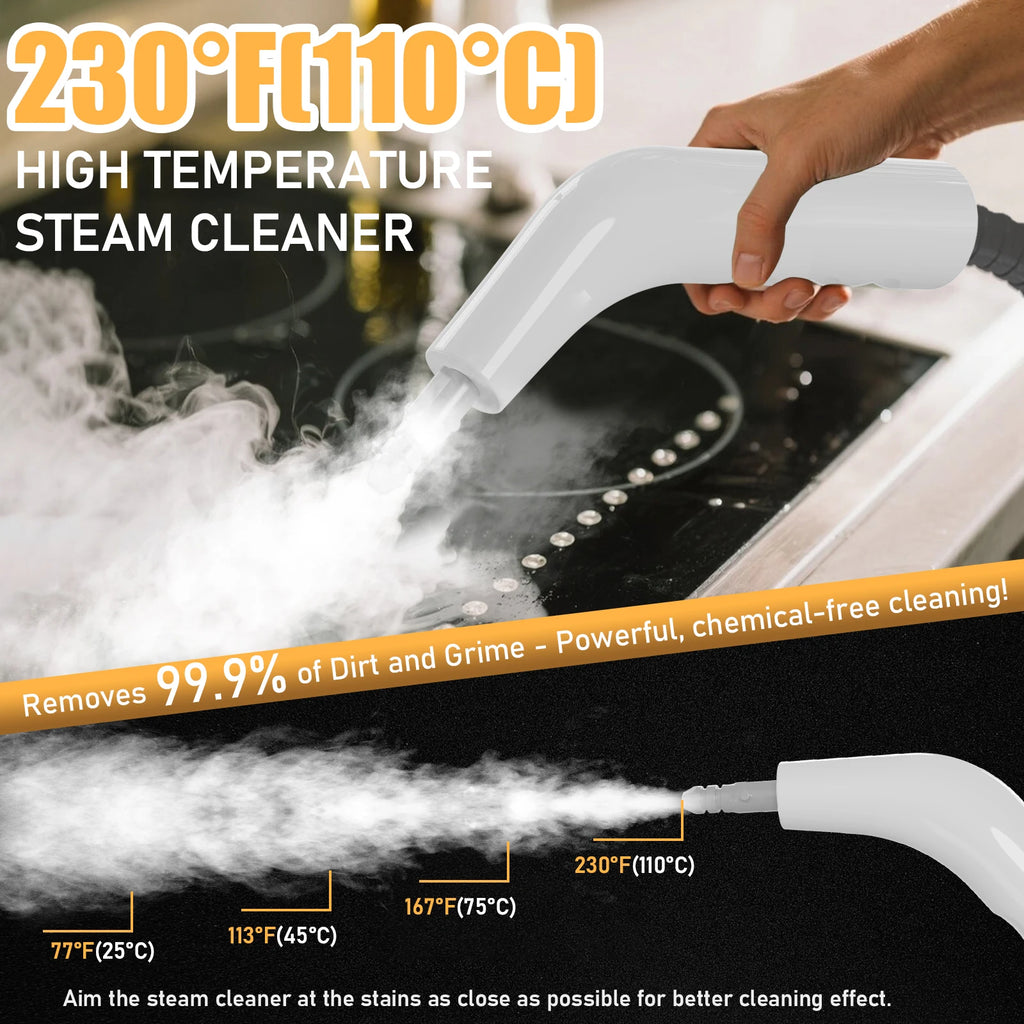HIEE 1500W Handdampfreiniger, 1200ML, Hochtemperatur, für Tiefenreinigung und Desinfektion, Ideal für Dunstabzugshauben