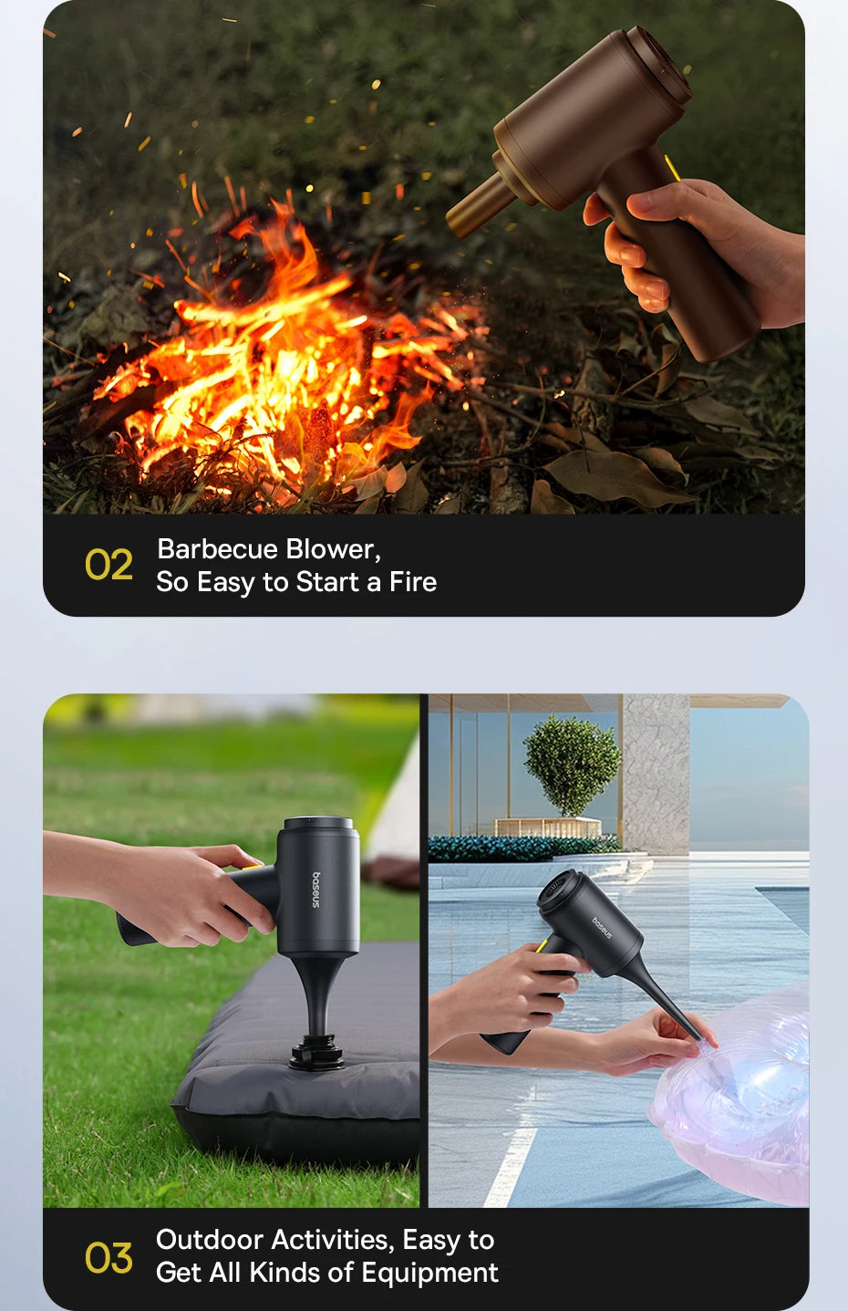 Baseus Car Vacuum Cleaner Cordless Car Air Blower Gun Powerful Handheld Auto Cleaning Appliance Wireless Vehicle Cleaner