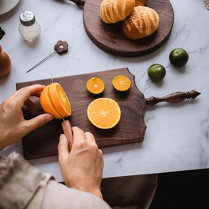 Premium Black Walnut Serving Tray, Handmade Kitchen Cutting Board with Natural Wood Grain, Smooth Polished for Dining Table