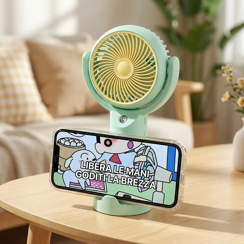 Ventilatore portatile a spruzzo, potente mini ventilatore da tavolo USB, flusso d'aria a 3 velocità, perfetto per casa, ufficio, camera da letto e viaggi all'aperto.