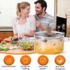 Glas-Kochtopf Transparenter Kochtopf mit Deckel 1,6L Hitzebeständiger Glas-Suppentopf Glas-Topf mit Doppelgriff Kochgeschirr für die Küche