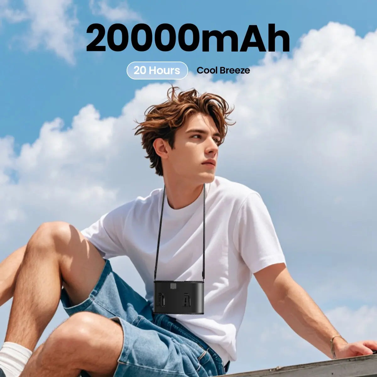 Ventilatore portatile ColdSky Ventilatore personale a 10 velocità aggiornato Ventilatori da scrivania ricaricabili da 20000 mAh con display a LED per cantiere all'aperto