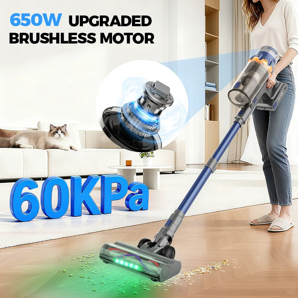Cotiar 650W 60kPa Kabelloser Staubsauger Stielstaubsauger Handstaubsauger 70 Minuten Laufzeit Multifunktional S25