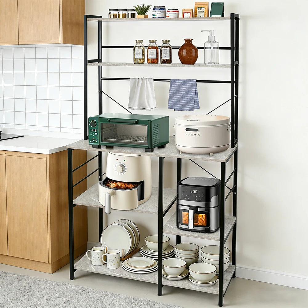 Kitchen shelf, free-standing shelf with 6 shelves, 40 x 86 x 167 cm, microwave shelf, for microwave, coffee machine and spices