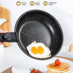 MICHELANGELO Padelle Antiaderenti Set Manico Rimovibile Padelle Rivestimento in Granito Padelle Non Tossicche Bistecca Frittata Padella Forno Sicuro