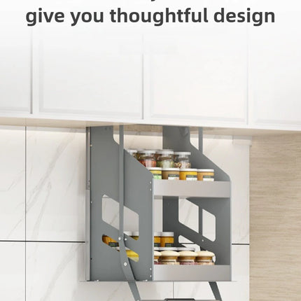 Space-Saving Pull-Down Shelf, Wall-Mounted Retractable Cabinet, Organizer Shelf, Kitchen Spice Racks, Multifunctional Kitchen Furniture