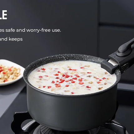 Non-stick saucepan set with removable handle and sealing lids, non-stick cookware set for induction hob