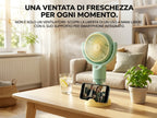 Ventilatore portatile a spruzzo, potente mini ventilatore da tavolo USB, flusso d'aria a 3 velocità, perfetto per casa, ufficio, camera da letto e viaggi all'aperto.