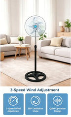 Höhenverstellbarer Standventilator mit 5 Flügeln, leise, oszillierend, großes Luftvolumen, für Zuhause, Schlafzimmer, Wohnzimmer