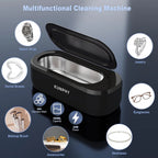 KUNPHY Ultraschallreiniger 350ml 46KHz Professioneller Ultraschallreiniger mit One-Touch-Bedienung Ultraschallreiniger für Ringe Brillen