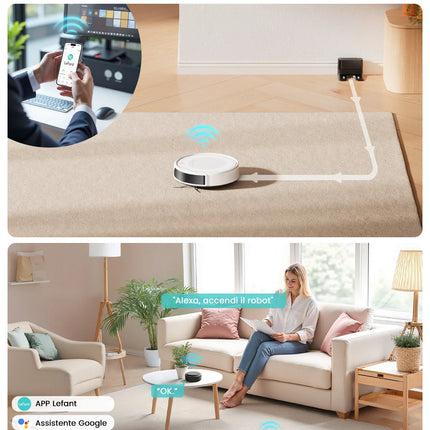 LEFANT M310 Ultra Robot Aspirapolvere e Lavapavimenti, aspirazione 6000Pa, navigazione ToF con sensore PSD 190°, autonomia 170 min, compatibile con APP/Alexa, ideale per peli di animali e pavimenti duri